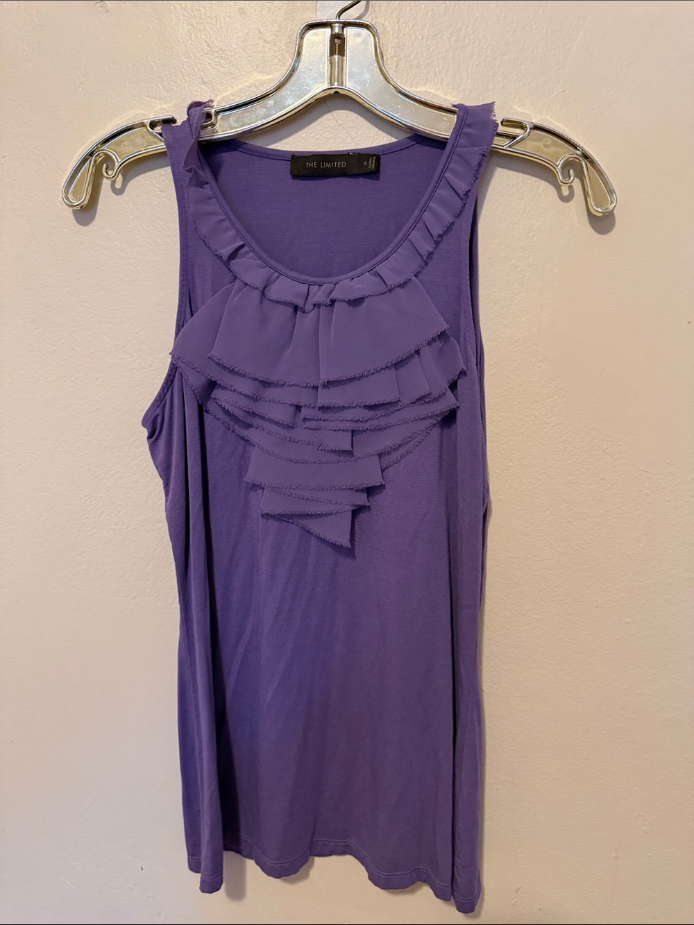 The Limited Lavender Ruffle Front Tank Top